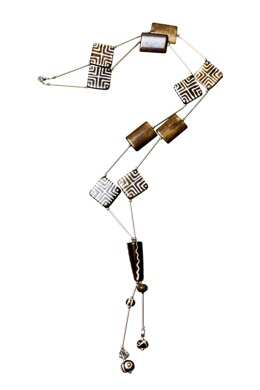 Brown Printed Long Camel Bone necklace
