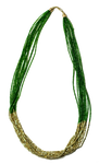 Green and Gold Beaded Long Necklace