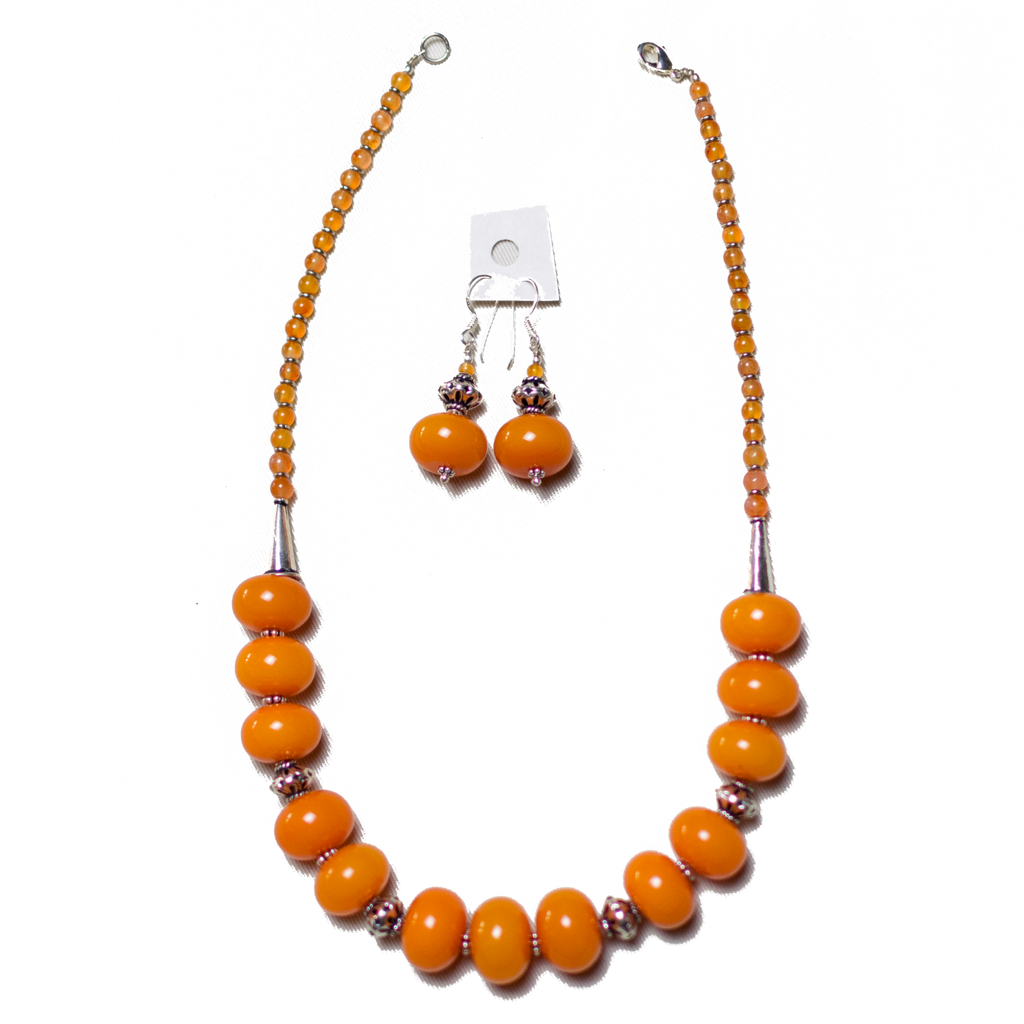 Autumn Amber Necklace & Earrings